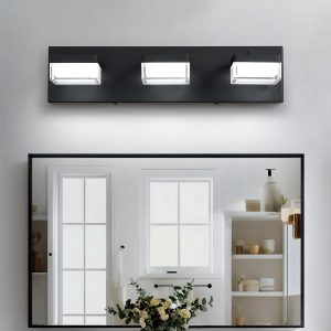 1-100.jpg Modern Led Vanity Light for Bathroom Transparent Acrylic Matt Black 3 Light Over Mirror Vanity Light