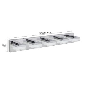 1-105.jpg Modern Chrome LED Vanity Light, 5-Lights Wall Sconce for Bathroom and Mirror, Sleek Minimalist Design, Energy-Efficient, Easy to Install