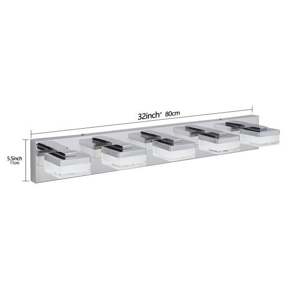 Modern Chrome LED Vanity Light, 5-Lights Wall Sconce for Bathroom and Mirror, Sleek Minimalist Design, Energy-Efficient, Easy to Install