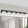 Modern Black LED Vanity Light, 5-Lights Wall Sconce for Bathroom and Mirror, Sleek Minimalist Design, Energy-Efficient, Easy to Install