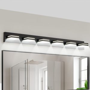 1-112.jpg Modern Black LED Vanity Light, 5-Lights Wall Sconce for Bathroom and Mirror, Sleek Minimalist Design, Energy-Efficient, Easy to Install
