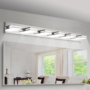 1-114.jpg Modern Chrome LED Vanity Light, 6-Lights Wall Sconce for Bathroom and Mirror, Sleek Minimalist Design, Energy-Efficient, Easy to Install