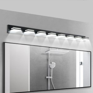1-117.jpg Modern Black LED Vanity Light, 8-Lights Wall Sconce for Bathroom and Mirror, Sleek Minimalist Design, Energy-Efficient, Easy to Install