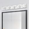 Modern Crystal 5-Light LED Wall Sconce C Elegant Chrome Bathroom Vanity Light with Clear Crystal Shades for Bathroom, Bedroom, or Hallway