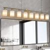 52" Modern 4-Light Vanity Wall Sconce, Golden Finish with Frosted Glass Shades for Bathroom or Hallway Lighting (No Bulbs)
