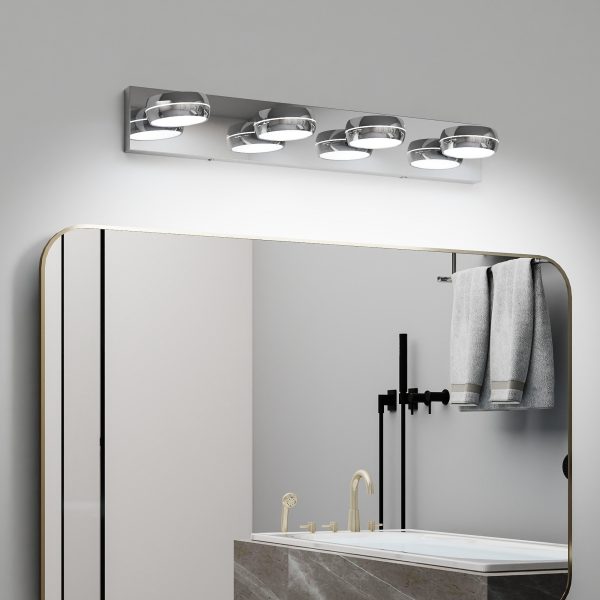 1-129.jpg LED Vanity Lights 28in Bathroom Lights Fixtures over Mirror 4 Light LED Lighting Fixture for Bathroom 18W Mirror Lighting Fixture Modern Bath Light Bar Chrome Bath