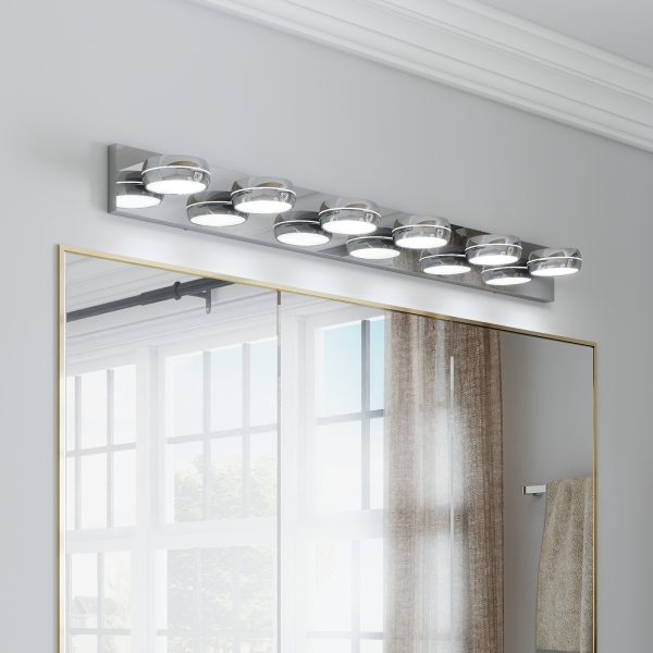 1-131.jpg LED Vanity Lights 43in Bathroom Lights Fixtures over Mirror 6 Light LED Lighting Fixture for Bathroom 18W Mirror Lighting Fixture Modern Bath Light Bar Chrome Bath