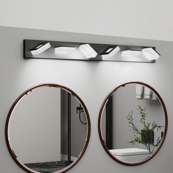 1-135.jpg LED Modern Bathroom Vanity Light Fixtures (6-Light, 39-Inch), Matte Black Modern Acrylic Bathroom Wall Lighting Fixtures Over Mirror (Cool White 6000K)
