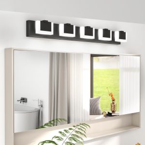 1-138.jpg 5 Lights Modern Black Vanity Light Up and Down Black Bathroom Lighting Fixtures LED Bathroom Wall Light Over Mirror 6000K