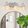 1-14.jpg 17" Nickel Finish Vintage Crystal Glass Vanity Light - Elegant 3-Light Bathroom Mirror Fixture with Clear Glass Shades (No Bulbs)