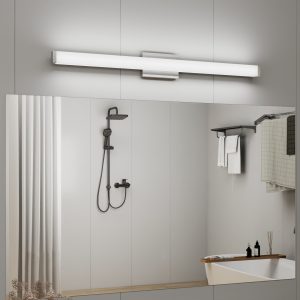 Bathroom Vanity Light Brushed Nickel Square LED 41 inch 24W 6000K Cool White Light Wall Bar Lighting Fixtures Over Mirror (Brushed Nickel, 41in)