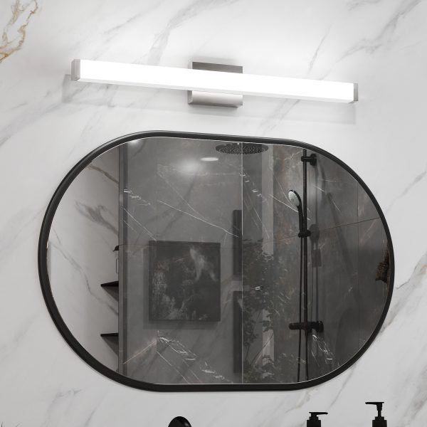 Bathroom Vanity Light Brushed Nickel Square LED 33inch 18W 6000K Cool White Light Wall Bar Lighting Fixtures Over Mirror