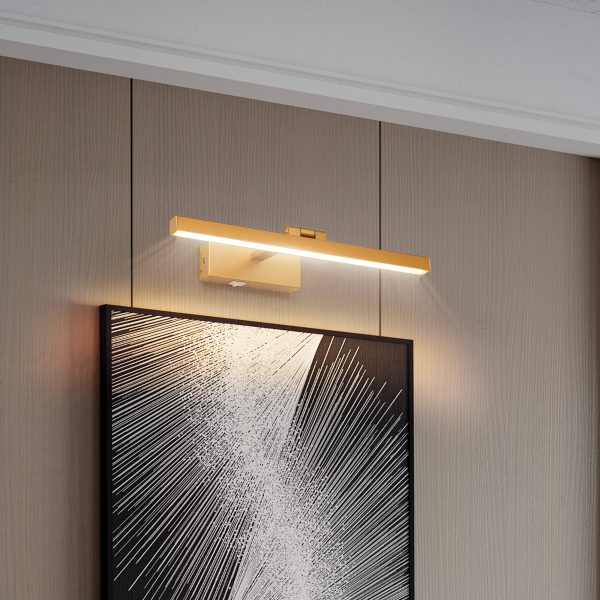 16inch Gold Bathroom Light Fixtures Over Mirror Modern Dimmable LED Vanity Light for Bathroom Wall Lighting