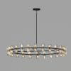48 Inches Luxury Chandeliers Crystal Living Room Decorative Lights Simple Modern Dining Room LED Lighting,for Home Decor (Bulbs Included) Black