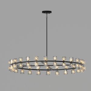 48 Inches Luxury Chandeliers Crystal Living Room Decorative Lights Simple Modern Dining Room LED Lighting,for Home Decor (Bulbs Included) Black