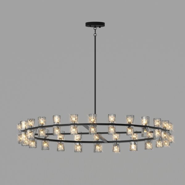 48 Inches Luxury Chandeliers Crystal Living Room Decorative Lights Simple Modern Dining Room LED Lighting,for Home Decor (Bulbs Included) Black