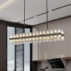 Rectangular Luxurious Crystal Chandelier for Living Room & Dining Room, Black Frame with K9 Crystals