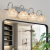 23" Nickel Finish Vintage Crystal Vanity Light - Elegant 4-Light Bathroom Mirror Fixture with Clear Glass Shades (No Bulbs)