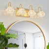 23" Modern Crystal Bathroom Vanity Light, 4-Light Golden Wall Sconce with Clear Glass Shade, Elegant Wall Mount Lighting for Bathroom, Powder Room, or Vanity Mirror (No Bulbs)