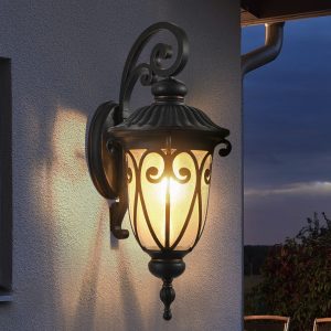 23"(H) 1-pack Classic Outdoor Wall Lantern, Black Vintage Wall Sconce with Bubble Glass, Weatherproof Exterior Light Fixture for Porch, Patio, and Entryway (Bulb Not Included)