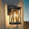 14"(H) 1-pack Black Outdoor Wall Lantern with Crackled Glass, Weather-Resistant Exterior Light Fixture for Porch, Patio, and Entryway, Modern Decorative Wall Sconce with E26 Base (Bulb Not Included)