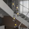 5 Light Cluster Pendant Lights, Black High Ceiling Chandeliers Adjustable, Living Room Pendant Light, Foyer Chandeliers, Stairwell Pendant Lighting, Bedroom Chandelier,E12 not including bulb
