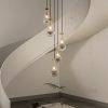 1-196.jpg 5 Light Cluster Pendant Light, Brass High Ceiling Chandeliers Adjustable, Living Room Pendant Light, Foyer Chandeliers, Stairwell Pendant Lights,E12 not Including Bulb