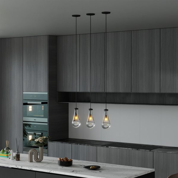 Raindrop Pendant Lights, Modern Black Pendant Lights for Kitchen Island, Dining Room Light Fixture Raindrop Chandelier, Chandelier for Living Room Hallway,Not including The Bulb