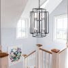 1-2.jpg 18" Modern 8-Light Geometric Pendant Chandelier, Industrial Metal Frame, Adjustable Hanging Light for Living Room, Dining Room, Kitchen (No Bulbs)