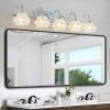 29" Nickel Finish Vintage Crystal Vanity Light - Elegant 5-Light Bathroom Mirror Fixture with Clear Glass Shades (No Bulbs)
