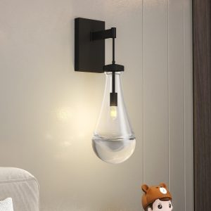 Wall Sconces Set of Two, Black Dimmable Raindrop Wall Lighting, Modern Bathroom Sconces Wall Lamps Vanity Lighting for Living Room, Wall Lights for Bedroom, Hallway