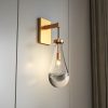 Wall Sconces Set of Two, Brass Modern Raindrop Glass Sconces Wall Lighting, Gold Wall Light Fixtures Indoor Wall Light, Vanity Light Fixture Wall Lamp for Living Room, Bathroom