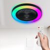 19-inch Black Ceiling Fan Light with LED RGB C Dimmable & Color-Changing, APP & Remote Control, Modern Smart Ceiling Fan for Living Room, Bedroom, and Dining Room (Silent/6-Speed/Reversible/DC Motor)