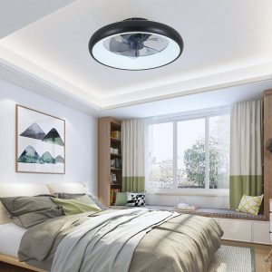 20" Black LED Ceiling Fan Light C Dimmable & Adjustable Color Temperature, APP & Remote Control, Modern Smart Ceiling Fan for Living Room, Bedroom, and Dining Room (Silent/6-Speed/Reversible/DC Motor)