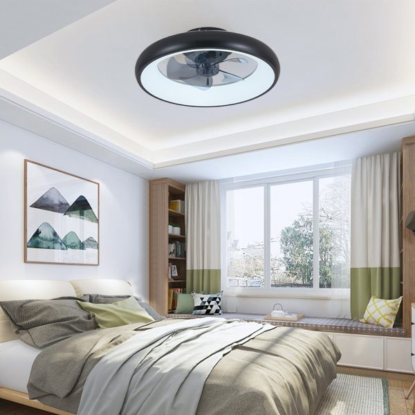 20" Black LED Ceiling Fan Light C Dimmable & Adjustable Color Temperature, APP & Remote Control, Modern Smart Ceiling Fan for Living Room, Bedroom, and Dining Room (Silent/6-Speed/Reversible/DC Motor)