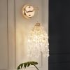 Set of 2 Gold Frame and Crystal Grape-Shaped Bead String Wall Sconces , E12 Bulb Socket, Elegant Hanging Light Fixture for Living Room, Bedroom, Hallway (Bulb Not Included)