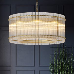37" Modern Gold Round Chandelier,2-Tier 8-Light Water Ripple Crystal Glass Chandeliers,for Dining Room,Living Room,Bedroom,High Ceiling,Foyer Entryway,Luxury Chandelier