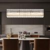 Modern Rectangular Crystal Glass Chandelier, 10-Lights Black Chandelier Lighting Contemporary Pendant Ceiling Light Fixture for Dining Room Living Room Kitchen Island
