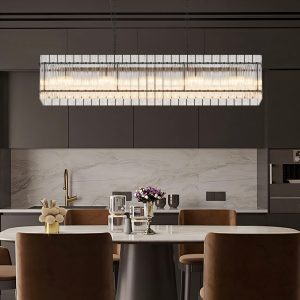 1-222.jpg Modern Rectangular Crystal Glass Chandelier, 10-Lights Black Chandelier Lighting Contemporary Pendant Ceiling Light Fixture for Dining Room Living Room Kitchen Island