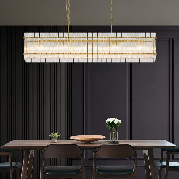 1-223.jpg Modern Rectangular Crystal Glass Chandelier, 10-Lights Glod Chandelier Lighting Contemporary Pendant Ceiling Light Fixture for Dining Room Living Room Kitchen Island