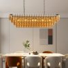 54" Black Rectangular Chandeliers for Dining Room, 12-Light 4 Tiered Large Smoke Glass Chandelier, Modern Kitchen Island Farmhouse Hanging Light Fixture for Living Room Foyer(Bulb not included)