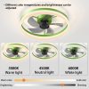 Ceiling Fans with Lights Dimmable LED Embedded installation of thin modern ceiling fans(Green)