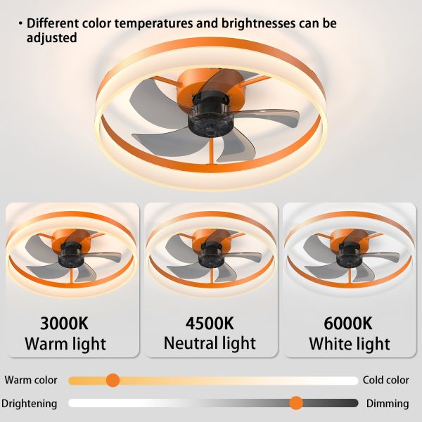 1-237.jpg Ceiling Fans with Lights Dimmable LED Embedded installation of thin modern ceiling fans(Orange)