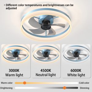 1-238.jpg Ceiling Fans with Lights Dimmable LED Embedded installation of thin modern ceiling fans(Blue)