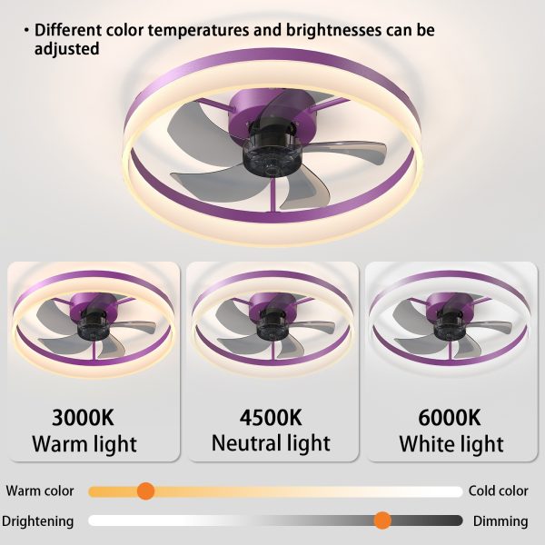 1-240.jpg Ceiling Fans with Lights Dimmable LED Embedded installation of thin modern ceiling fans(Purple)