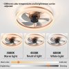 Ceiling Fans with Lights Dimmable LED Embedded installation of thin modern ceiling fans(Rose Gold)