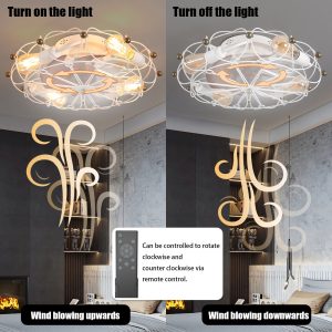 1-243.jpg Low Profile Caged Ceiling Fan with Lights Remote Control, Embedded modern industrial ceiling fan