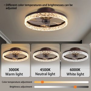 1-245.jpg Low Profile Ceiling Fan with Light and Remote Control, Dimmable LED Ceiling Fan, 6 Speeds, Timing Reversible Blades, Brown, 20"