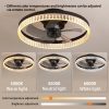 20" Brown Ceiling Fan with LED Light C Modern Flush Mount Fan Light for Bedroom, Living Room, and Home Dcor with Crystal Ring Design