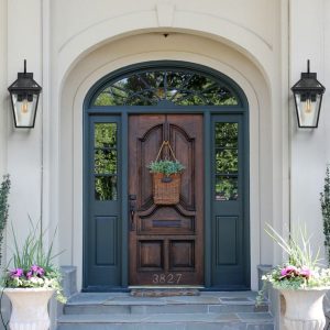 21"(H) 2-Pack Outdoor Wall Lantern Light C Modern Black Metal & Clear Glass Sconce for Porch, Patio, and Garden Lighting (Bulb Not Included)